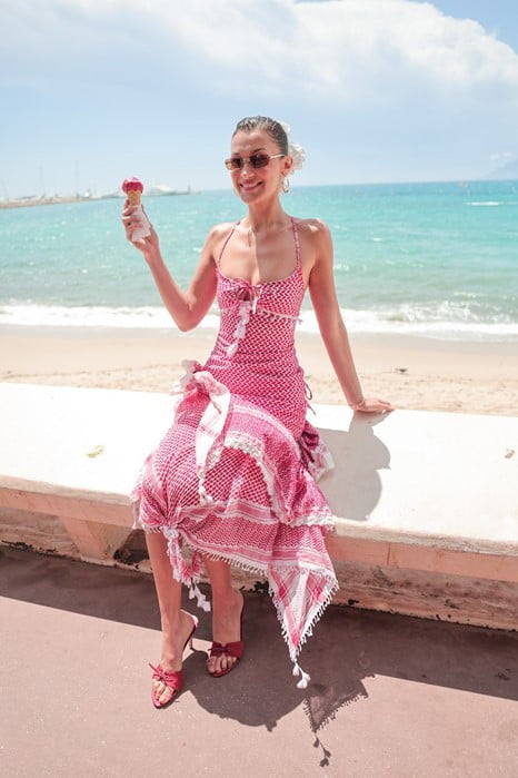 Bella Hadid shows support for Palestine in a Keffiyeh-inspired Cannes look