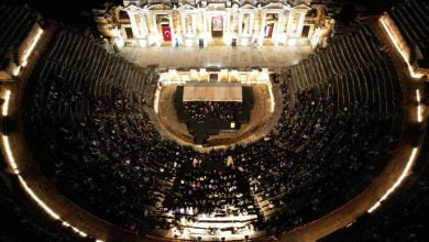 Celebrating 100 years of friendship between Türkiye and the Netherlands, chamber orchestras from both countries perform together at the Hierapolis ancient theater, Denizli, Türkiye, May 22, 2024. (IHA Photo)