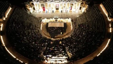 Celebrating 100 years of friendship between Türkiye and the Netherlands, chamber orchestras from both countries perform together at the Hierapolis ancient theater, Denizli, Türkiye, May 22, 2024. (IHA Photo)