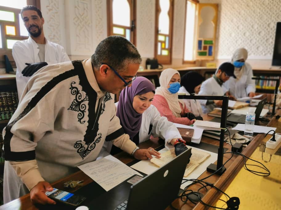 TİKA's team working on preserving and digitalizing Ottoman manuscripts in Laghouat, Algeria.