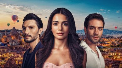 Promotional poster of Turkish drama 'Safir' featuring Özge Yağız and İlhan Şen set against the Cappadocia landscape."