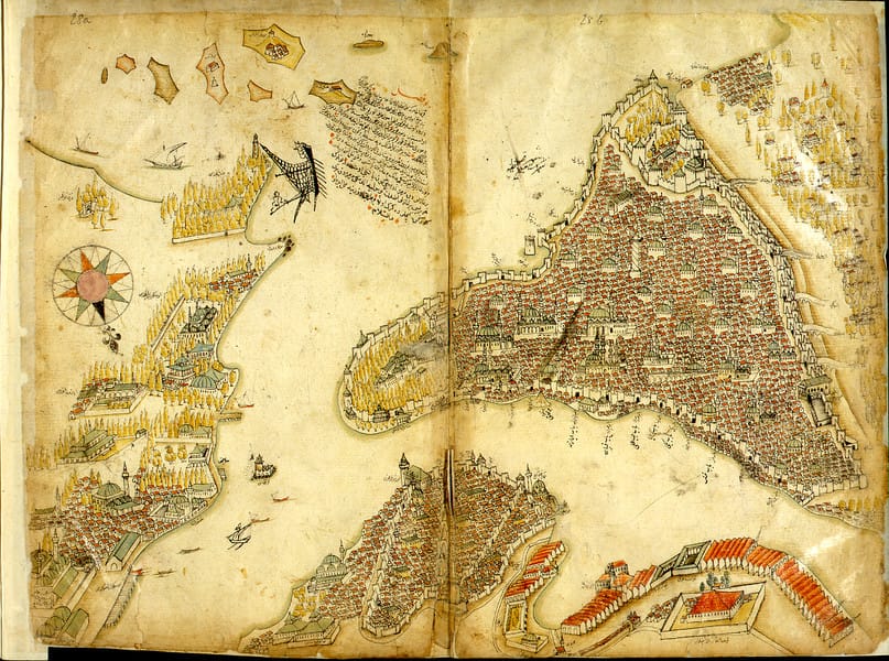 Ottoman cartographer Piri Reis’ 1513 map of Istanbul