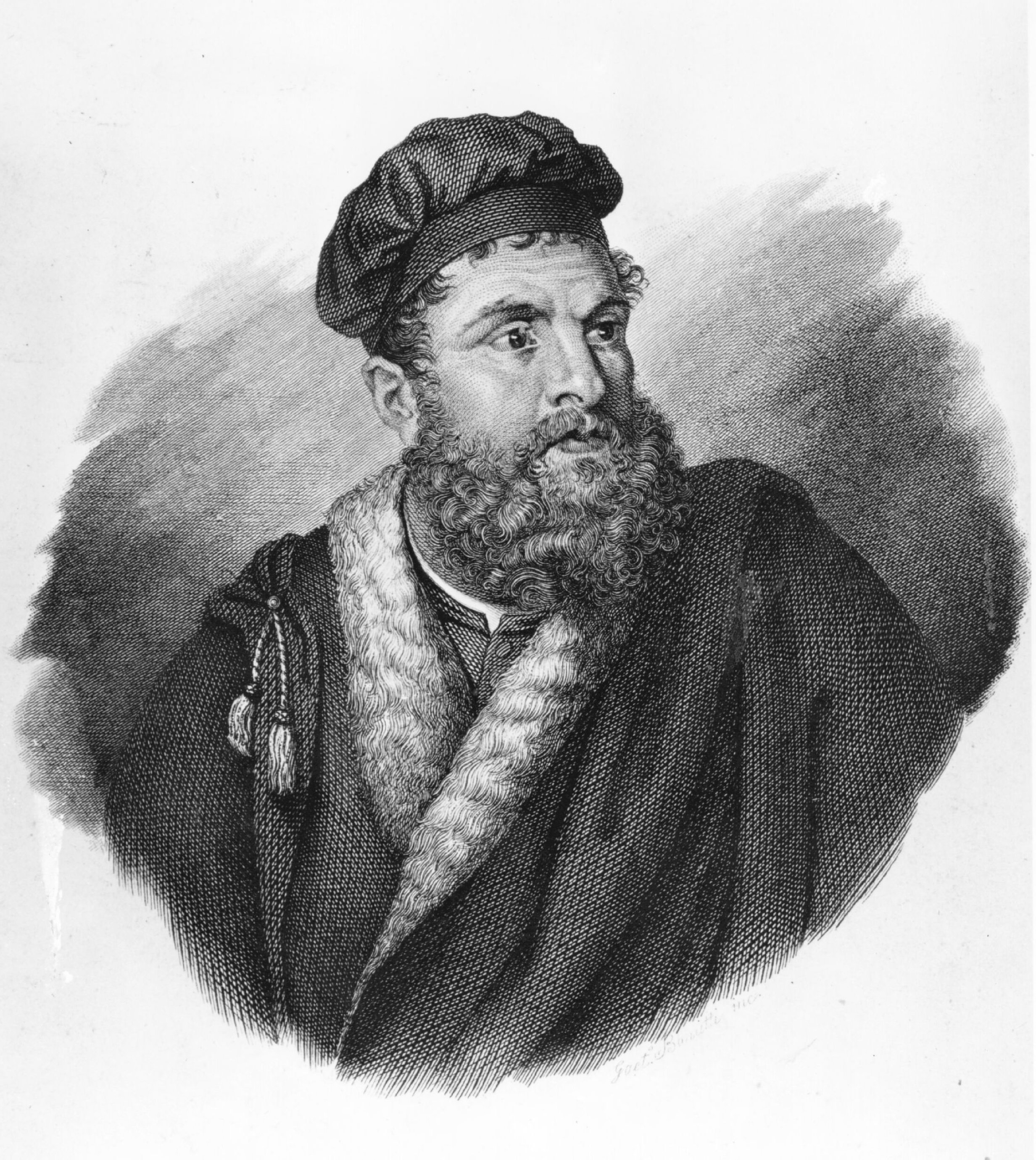 Engraving of Venetian traveller Marco Polo by Gaetano Bonutti. (Getty Images Photo)