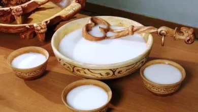 Traditional leather bags (saba) used for fermenting kımız, a Central Asian mare’s milk drink.