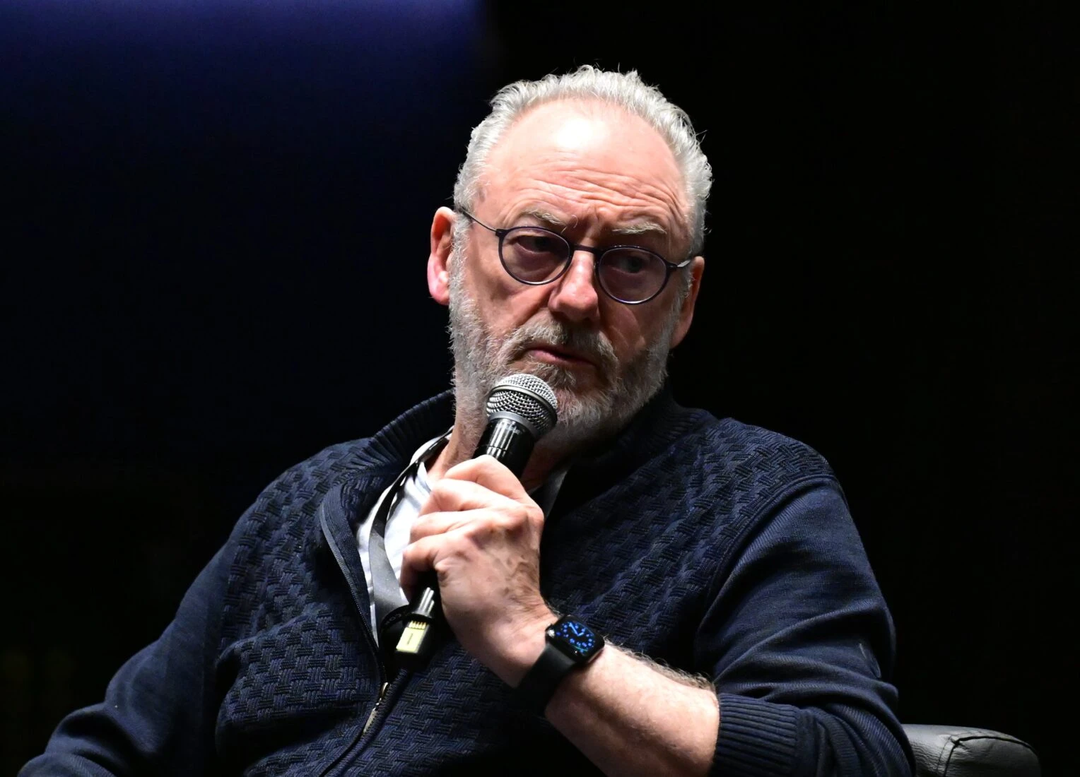 Liam Cunningham speaks at the 15th TRT International Documentary Awards, addressing global crises and denouncing Western narratives on Palestine