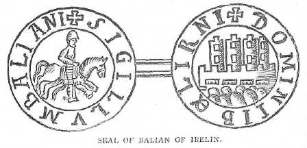 A drawing of Balian of Ibelin's seal, from The Crusades: The Story of the Latin Kingdom of Jerusalem, by T. A. Archer and Charles Lethbridge Kingsford (London & NY, 1894)Lord of Ibelin